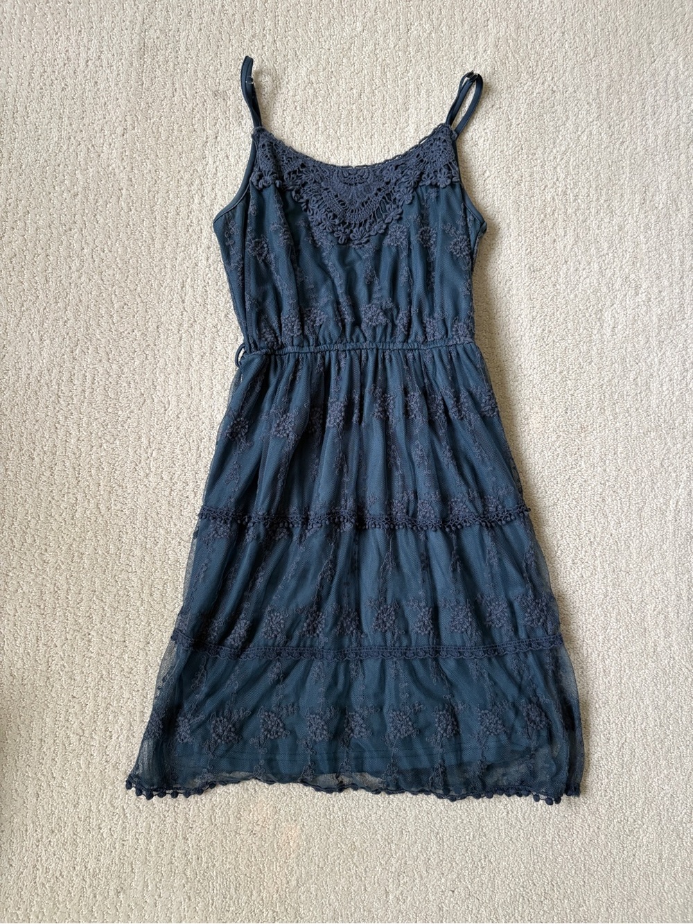 Women’s Navy Blue Crochet Trim Slip Dress Size S